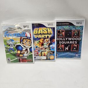 Wii Game Lot – Hollywood Squares & Football Sealed + Bash Party CIB Un-Tested